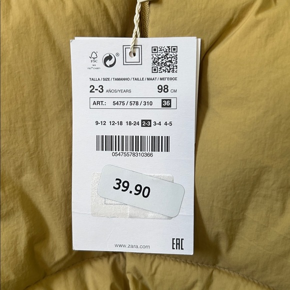 Zara Kids Beige Puffer Coat - Picture 2 of 2